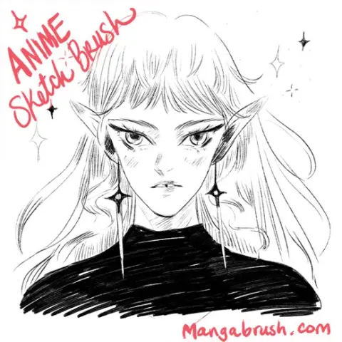 Manga and Anime Brushes Starter Brush / Anime Sketchbook Brush for Photoshop, Procreate, and Clip Studio Paint (Sketch B — Procreate, Photoshop & Clip Studio Paint brush