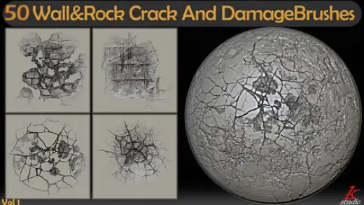 50 Wall & Rock Crack And Damage Brushes  Vol.01 — Photoshop brush