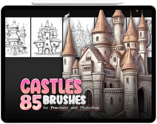 85 Castles Brushes Collection for Procreate and Photoshop — Procreate & Photoshop brush