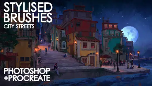 Stylised Brushes - City Streets for Photoshop & Procreate — Procreate & Photoshop brush