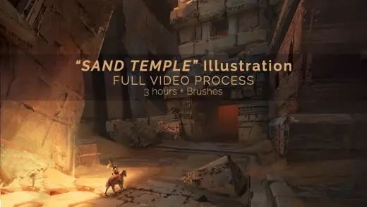 "Sand Temple" Illustration / Full video process + Brushes — Photoshop brush