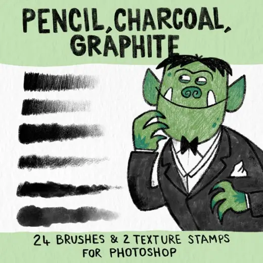 David CP's Pencil, Charcoal, Graphite brush set for Photoshop — Photoshop brush