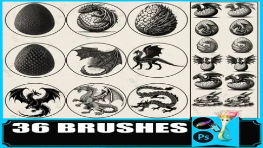 36 Dragon & Hatchling Stamp Brushes for Procreate and Photoshop — Procreate & Photoshop brush