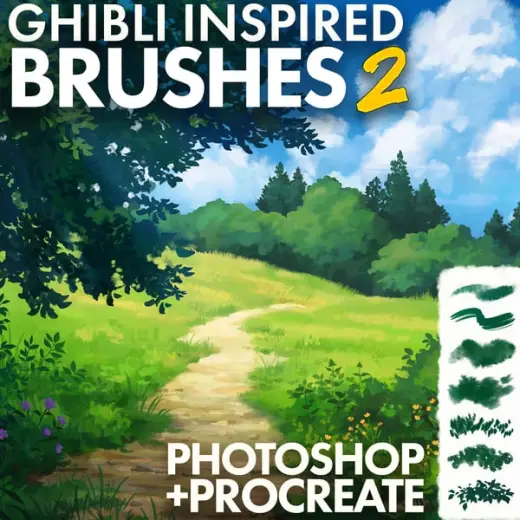 Ghibli-Inspired Brushes 2 for Photoshop & Procreate — Procreate & Photoshop brush
