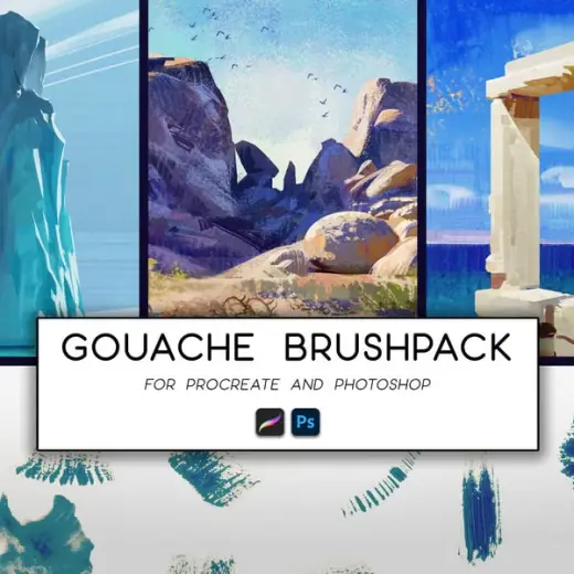Gouache Brush Pack + Time-lapses — Photoshop brush