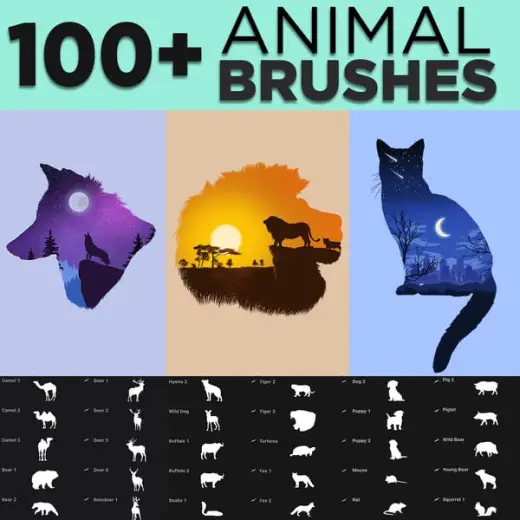 100+ Animal Brushes - Super Bundle for Procreate and Photoshop — Procreate & Photoshop brush