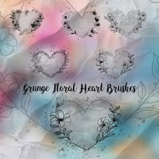 Grunge Floral Heart Brushes — Procreate, Photoshop & Krita brush