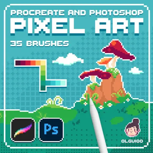 Pixel Art Brushes ✿ Procreate & Photoshop — Procreate & Photoshop brush