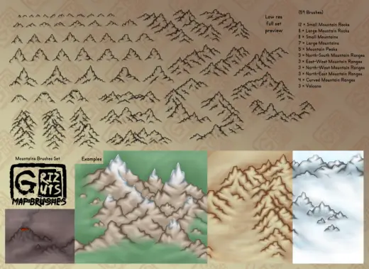 Grizguts Map Brushes - Mountains — Photoshop brush