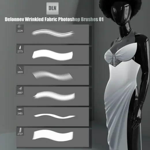 Delonnev Wrinkled Fabric Photoshop Brushes 01 — Photoshop brush