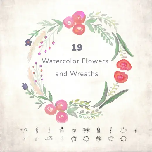 19 Free Watercolor Flowers and Wreaths — Procreate, Photoshop & Krita brush