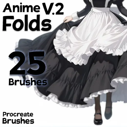 Anime Folds Brush Pack for Procreate - 25 Shadow/Blend Brushes for Clothing — Procreate brush