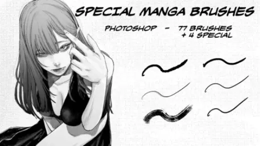 DELUXE Manga Brush Pack 77 Manga Brushes + 4 Special Effect Brushes — Photoshop brush