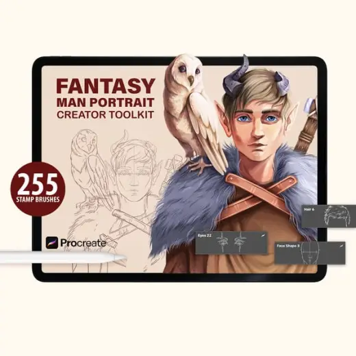 Fantasy Men Portrait Stamp Brushes For Procreate And Photoshop — Procreate & Photoshop brush