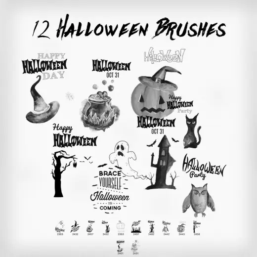 12 Halloween Symbols — Procreate, Photoshop & Krita brush