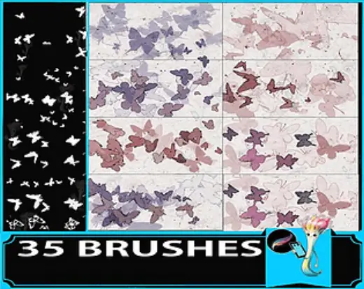 Procreate 35 Types Beautiful Two-Color Butterfly・Dancing Insect Brush Set - Illustration・Decoration — Procreate brush