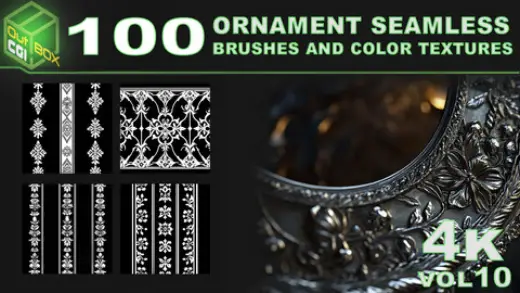 100 Engraved Ornament Brushes – High-Quality Decorative Borders VOL10 — Photoshop brush