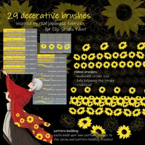 Sunflower, decorative brushes for Clip Studio Paint — Clip Studio Paint brush
