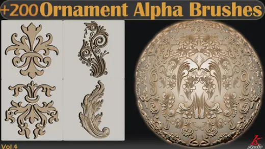 +200 Ornament Brushes  Alpha 4K Vol4 — Photoshop brush