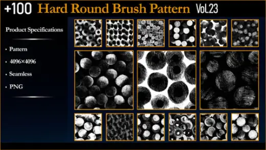 +100 Hard Round Brush Pattern - vol.23 — Photoshop brush