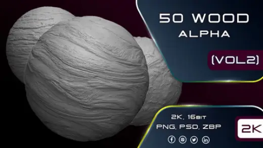 50 Wood Tileable Alphas & Brushes (Vol 02) — Photoshop brush