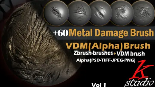 Metal Damage Alpha Brushes Package — Photoshop brush