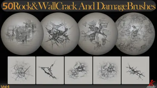 50 Wall & Rock Crack And Damage Brushes Vol.04 — Photoshop brush