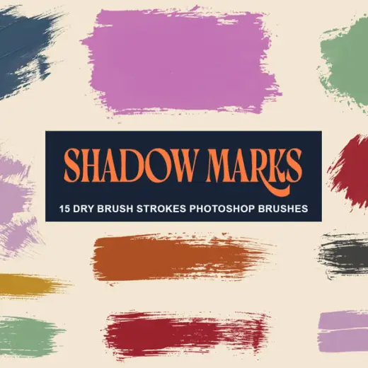Shadow Marks: 15 Dry Brushstrokes Photoshop Brushes — Photoshop brush