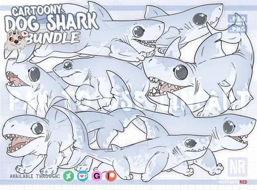 BUNDLE: Dog-Sharks! — Procreate, Photoshop & Krita brush