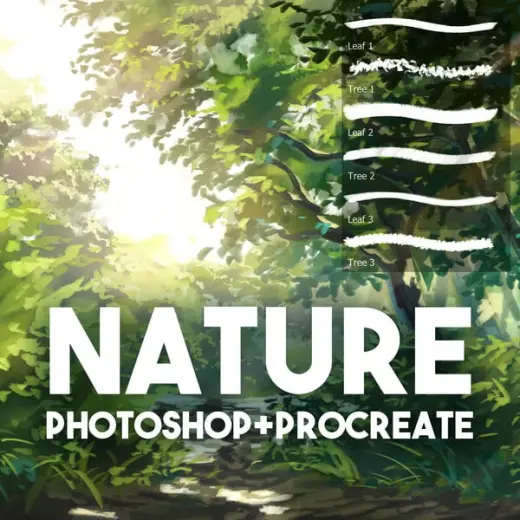 Anime Background-style nature brushes — Photoshop brush