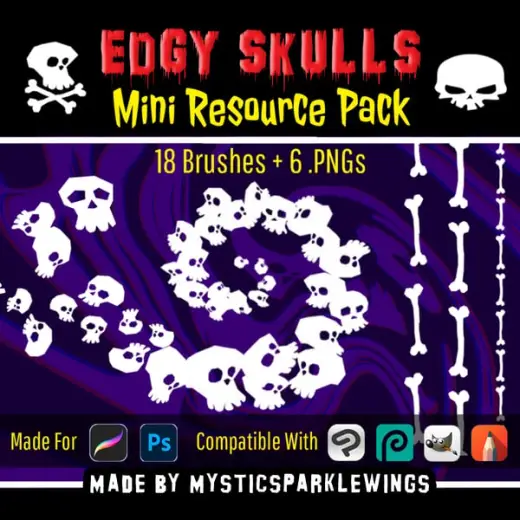 Edgy Skulls Mini Brush & Resource Pack — Photoshop brush