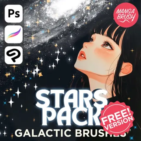 FREE STARS SAMPLE Brush PACK! Galactic Brushes: Stars, Moons, Stardust, Nebulae, Shooting Stars, Meteors, Comets, Moons, — Procreate, Photoshop & Clip Studio Paint brush