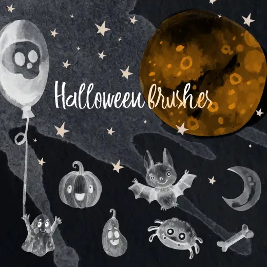 11 Halloween PS Brushes — Procreate, Photoshop & Krita brush