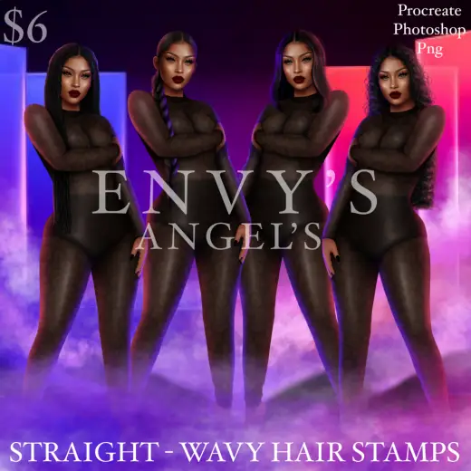 STRAIGHT- WAVY HAIR STAMPS — Photoshop brush