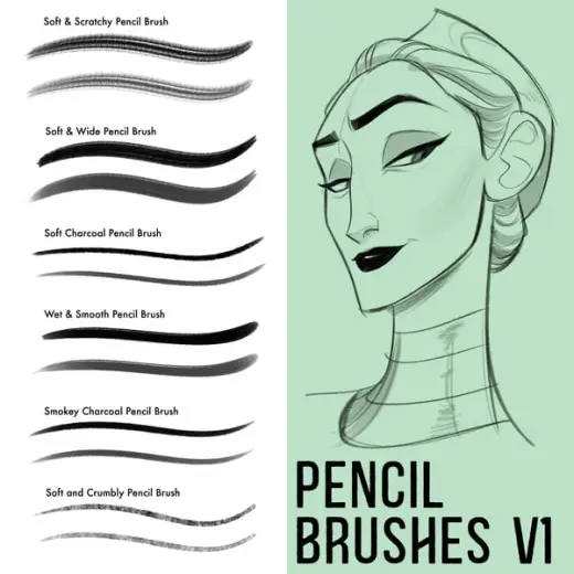 Pencil Brushes for Photoshop & Procreate: Vol. 1 — Procreate & Photoshop brush