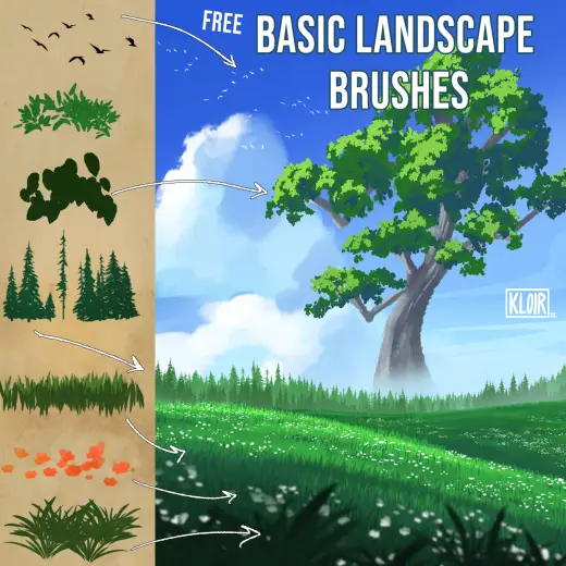 Free Basic Landscape Brushes — Procreate, Photoshop, Clip Studio Paint & Krita brush