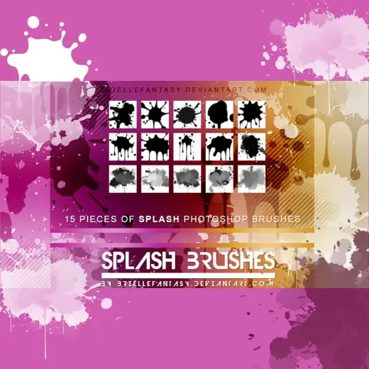 15 Splash Brushes — Procreate, Photoshop & Krita brush