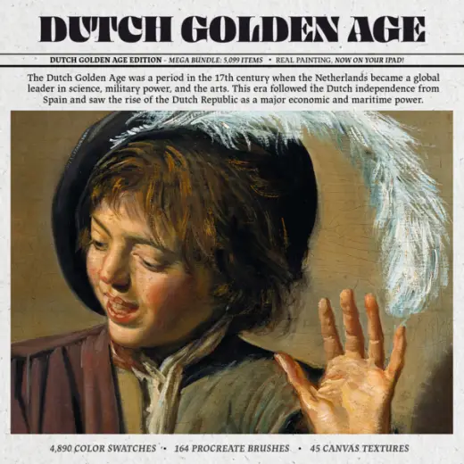 The Dutch Golden Age Collection Mega Bundle | Procreate Brushes, Canvas Textures & Color Palettes — Procreate brush