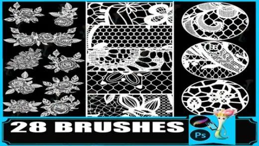 28 Mesh Lace & Hollow Rose Texture Brushes for Procreate and Photoshop — Procreate & Photoshop brush