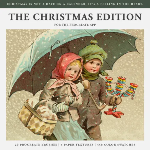 The Christmas (2025) Procreate Kit (Procreate Brushes, Paper Textures & Color Palettes) — Procreate brush