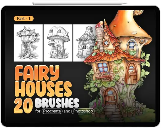 20 Fairy House Brushes Collection Part-1 for Procreate and Photoshop — Procreate & Photoshop brush