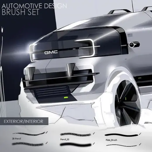 Photoshop Brush Set: Automotive Design (Exterior/Interior) — Photoshop brush