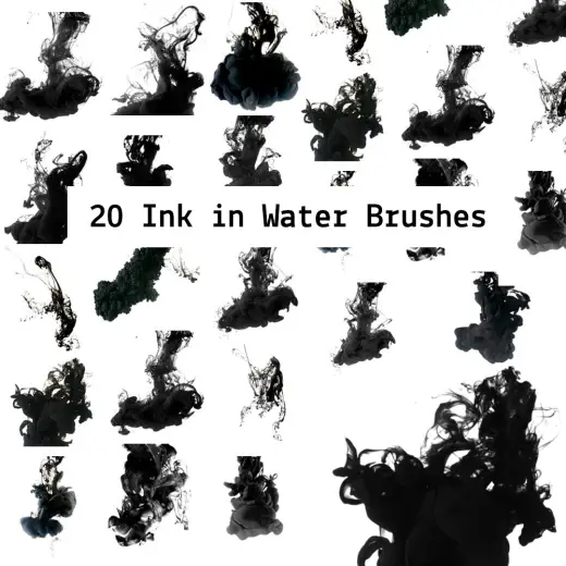 20 Ink in the Water — Procreate, Photoshop & Krita brush