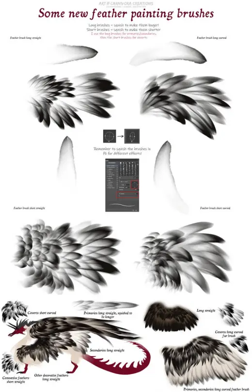 some new free feather brushes for painting! (ABR) — Photoshop brush