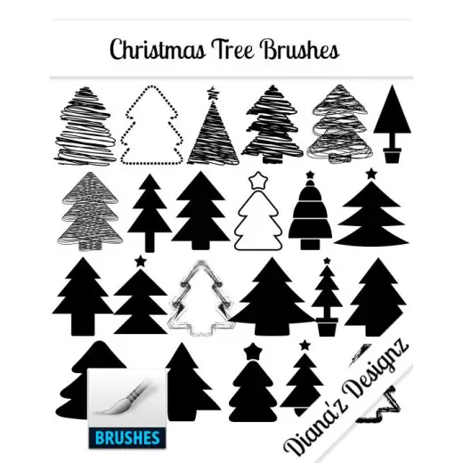 32 Christmas Tree Brushes — Procreate, Photoshop & Krita brush