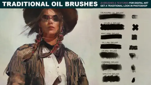 Traditional Oil Brushes Pack + Textures — Photoshop brush