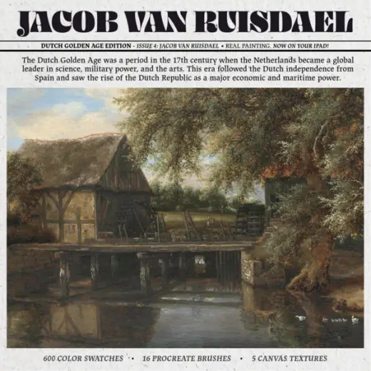 Jacob Van Ruisdael Procreate Kit (Procreate Brushes, Canvas Textures & Color Palettes) — Procreate brush
