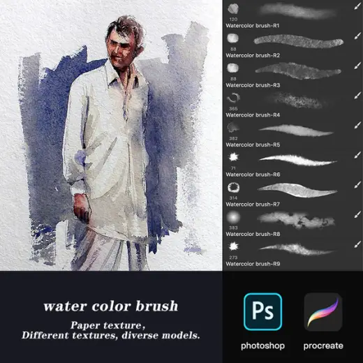 Watercolor brush - procreate 。Brushset EXPANDED — Procreate & Photoshop brush