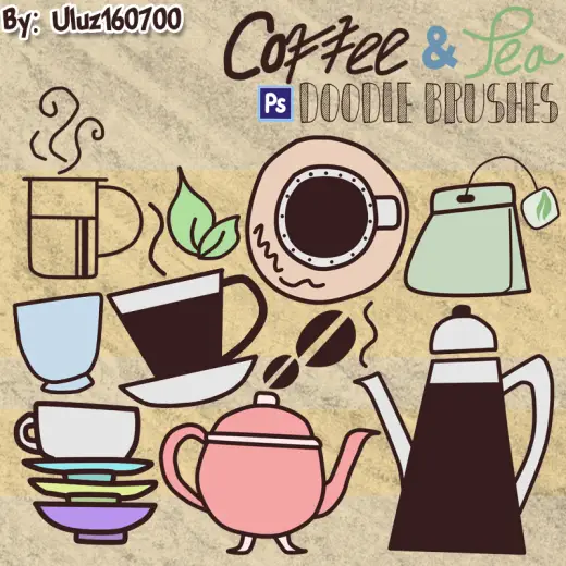 Coffee and Tea Doodles — Procreate, Photoshop & Krita brush