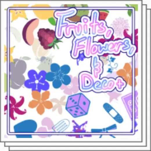 Simple styled fruits, flowers, deco+ — Clip Studio Paint brush